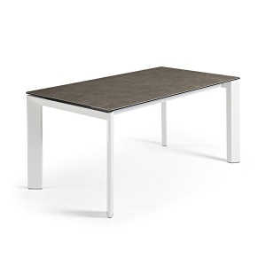 Masa dining extensibila maro/alba din metal 90x(160)220 cm Axis Vulcano Ash Kave Home