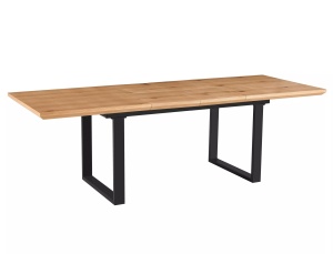 Masa dining extensibila maro deschis/neagra din metal 90x160(240) cm Umberto II The Home Collection