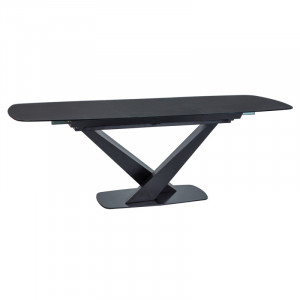 Masa dining extensibila neagra din sticla si metal 90x160(220) cm Cassino Signal Meble