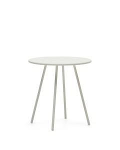 Masa dining exterior alba din metal 70 cm Montjoi Kave Home
