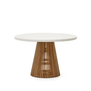Masa dining exterior alba/maro din lemn 120 cm Alcaufar Kave Home