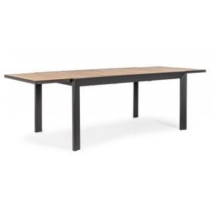 Masa dining exterior extensibila maro/gri carbune din metal 100x160(240) cm Belmar Bizzotto