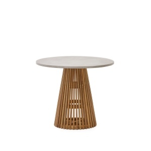 Masa dining exterior gri/maro din lemn 90 cm Alcaufar Kave Home