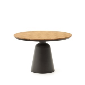 Masa dining exterior gri/maro din metal 120 cm Tudons Kave Home