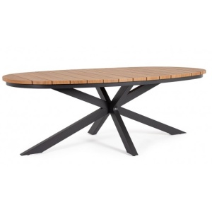 Masa dining exterior maro/gri antracit din metal 115x218 cm Zelmar Bizzotto