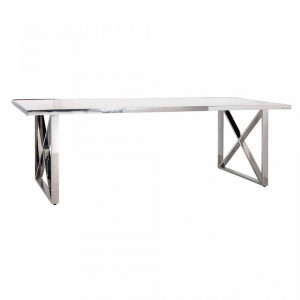 Masa dining gri din marmura si inox 94x200 cm Levanto Richmond Interiors