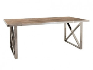 Masa dining maro/argintie din lemn si inox 100x200 cm Redmond Cross Richmond Interiors
