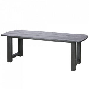 Masa dining neagra din lemn de stejar 90x220 cm Identity Be Pure Home