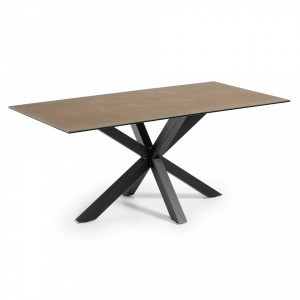 Masa dining neagra din otel 100x180 cm Argo Iron Corten Kave Home