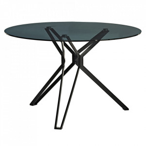 Masa dining neagra din sticla si inox 120 cm Myka Pols Potten
