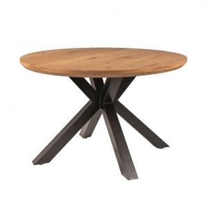 Masa dining neagra/maro din metal si lemn 120 cm Ritmo Signal Meble