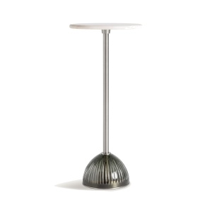 Masa laterala alba/argintie din marmura 31 cm Murano Vical Home