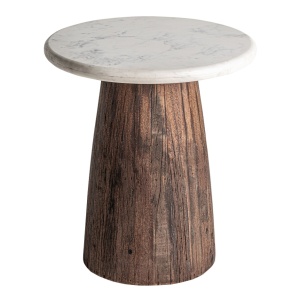 Masa laterala alba/maro din marmura 45 cm Skorup Vical Home