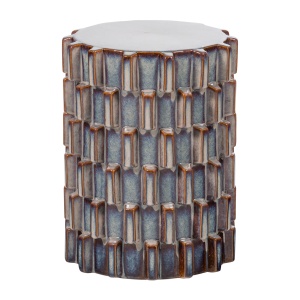 Masa laterala gri/albastra din ceramica 35 cm Axu Woood