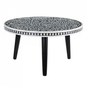 Masuta de cafea alba/neagra din lemn de mango si MDF 81 cm Kena Denzzo