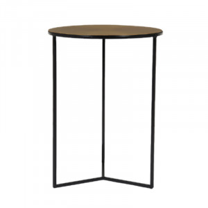 Masuta pentru cafea neagra/maro din metal si alama 40 cm Corinthia Lifestyle Home Collection