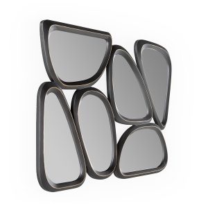 Oglinda asimetrica gri din metal 61x89 cm Nakki Thai Natura
