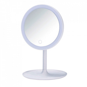 Oglinda cosmetica de masa cu LED rotunda alba din plastic 18x28 cm Turro Wenko