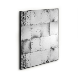 Oglinda decorativa argintie/neagra din metal 112x112 cm Style Vical Home