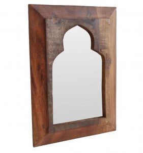 Oglinda dreptunghiulara maro din lemn si sticla 24x33 cm Maroccan Raw Materials