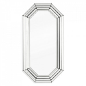 Oglinda octagonala argintie din MDF si sticla 98x188 cm Parade Eichholtz