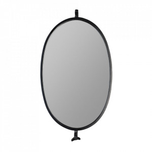 Oglinda ovala neagra din fier 31x48 cm Lara White Label