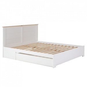 Pat alb/maro din lemn 140x190 cm Gabi The Home Collection