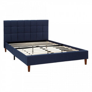 Pat albastru din lemn si poliester 166x222 cm Bedroom The Home Collection