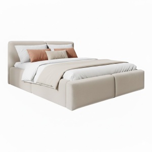 Pat bej deschis din textil 160x200 cm Rosalie FURPOL