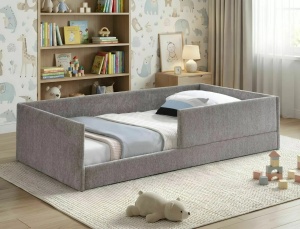 Pat bej inchis din textil 90x180 cm Leo The Home Collection