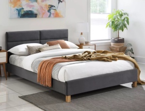 Pat gri din catifea 140x200 cm Sierra The Home Collection