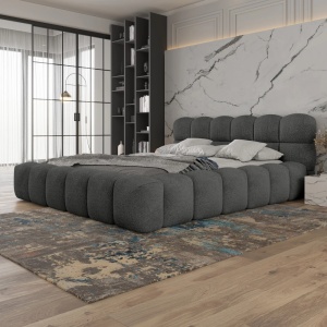 Pat gri din textil 160x200 cm Boston Boucle 2 Quiet Object