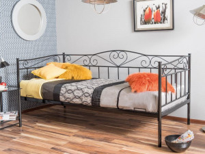 Pat negru din metal 90x200 cm Birma The Home Collection