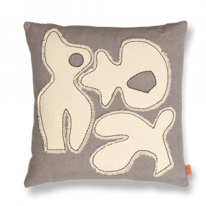 Perna patrata gri/alb antic din bumbac 50x50 cm Figure Ferm Living
