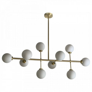 Plafoniera aurie/alba din metal cu 10 becuri Edmond Globes Opjet Paris