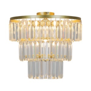 Plafoniera aurie/transparenta din metal cu 4 becuri Tifanny Zuma Line