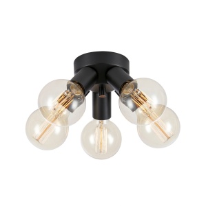 Plafoniera neagra din metal cu 5 becuri Mazzo Markslojd