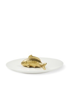 Platou decorativ alb/auriu din ceramica 40 cm Fish Pols Potten