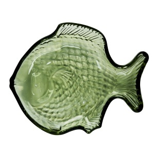 Platou verde din sticla 16x20 cm Fishy Madam Stoltz