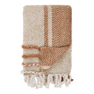 Pled din fibre sintetice bej/portocalii 130x180 cm Almora House Nordic