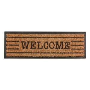 Pres intrare maro/negru din fibre naturale 25x75 cm Welcome Esschert Design