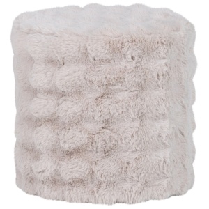 Puf rotund crem din textil 46 cm Olven Woood