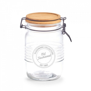 Recipient cu capac transparent/maro din sticla 1 L Old Fashioned Zeller