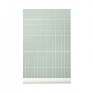 Rola tapet 53x1000 cm Grid verde/alb Ferm Living