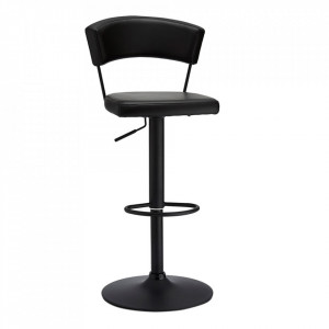 Scaun bar ajustabil negru din piele ecologica Preben Furnhouse