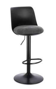 Scaun bar ajustabil negru din textil Lowell Bizzotto