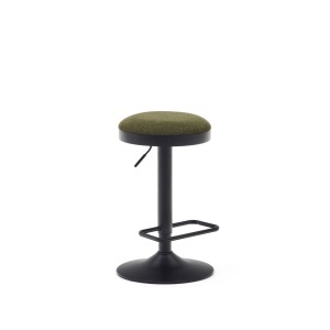 Scaun bar ajustabil verde/negru din textil Zaib Kave Home