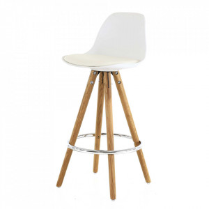 Scaun bar alb/maro din piele ecologica Pop Zago