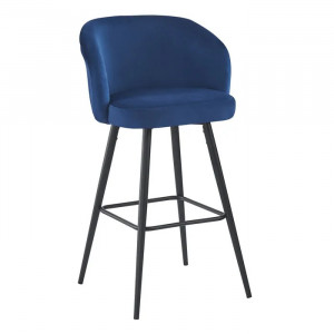 Scaun bar albastru metalic/negru din poliester si otel Eldorado The Home Collection