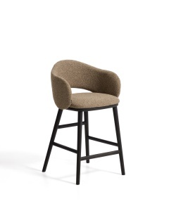 Scaun bar din textil maro Maina Chenille Black Wood Kave Home